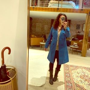 Teal blue vintage trench